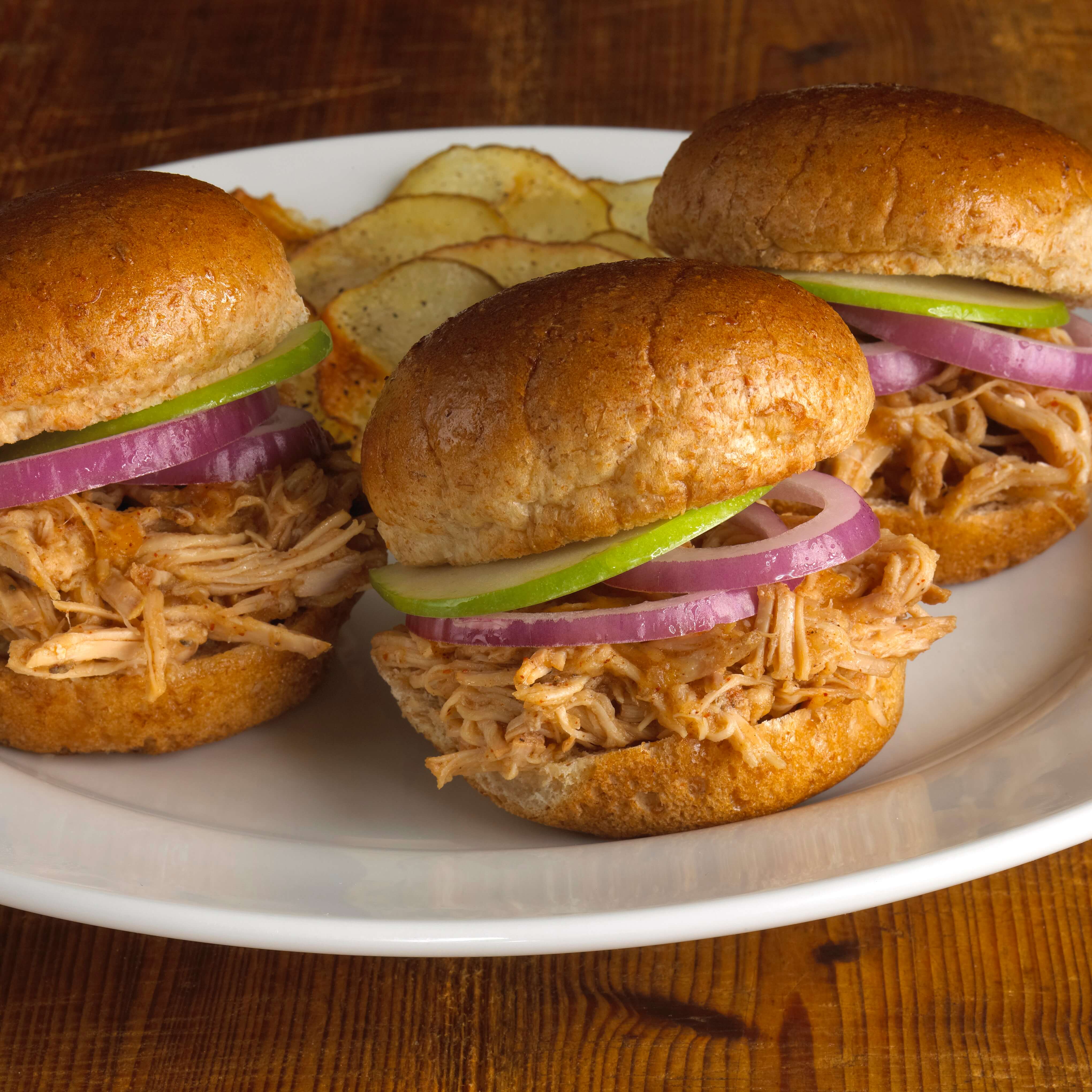 BBQ Pulled Pork Sliders with Homemade Potato Chips