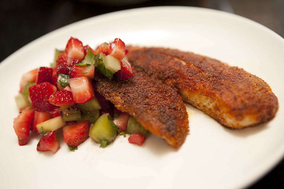 Blackened Fish with Strawberry Kiwi Salsa