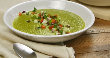 Chilled Zucchini Avocado Soup Cucumber Salsa