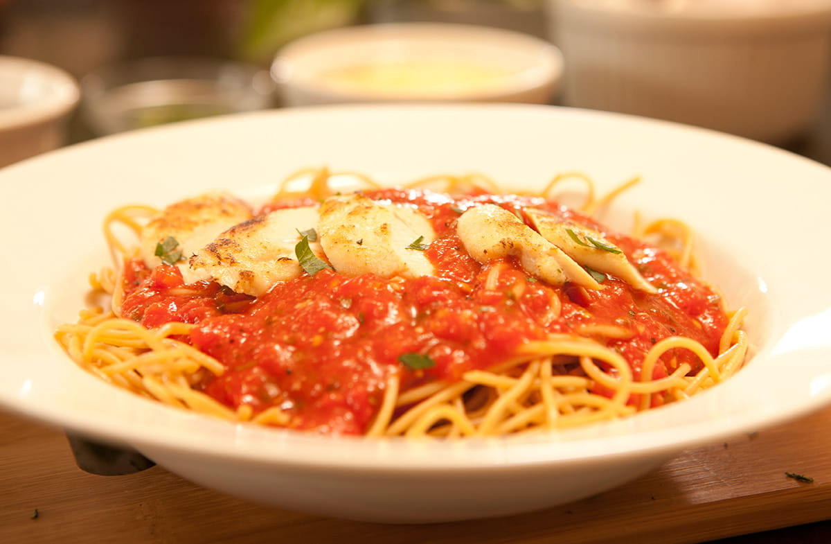 Chunky Marinara with Pasta & Seared Chicken