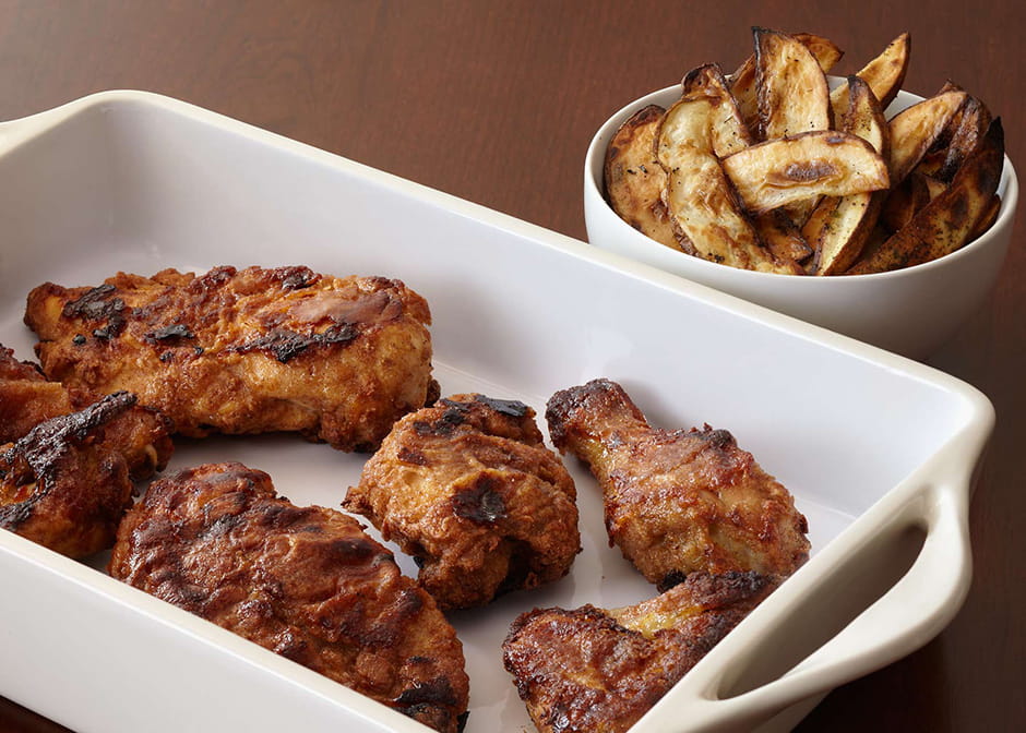 Oven Fried Chicken with Roasted Potato Wedges