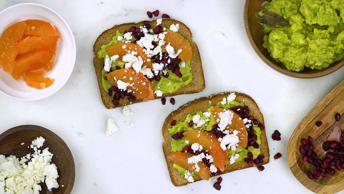 Pomegranate grapefruit avocado toast