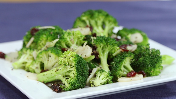 Broccoli Salad with Water Chestnuts and Dried Cranberries  
