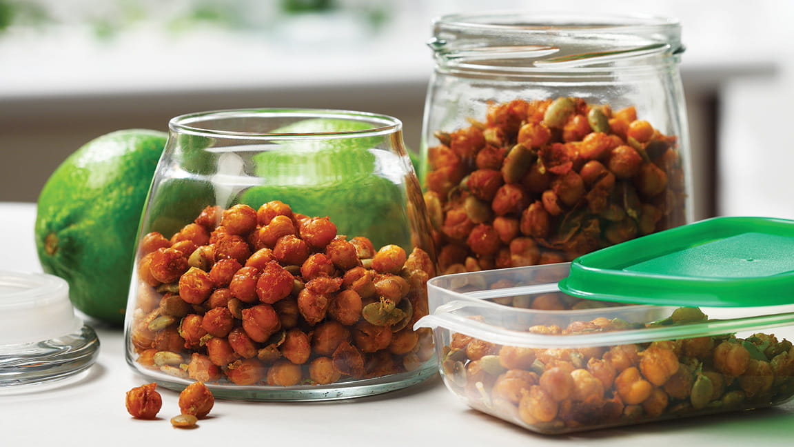 Crispy Chickpeas and Pumpkin Seeds with Lime