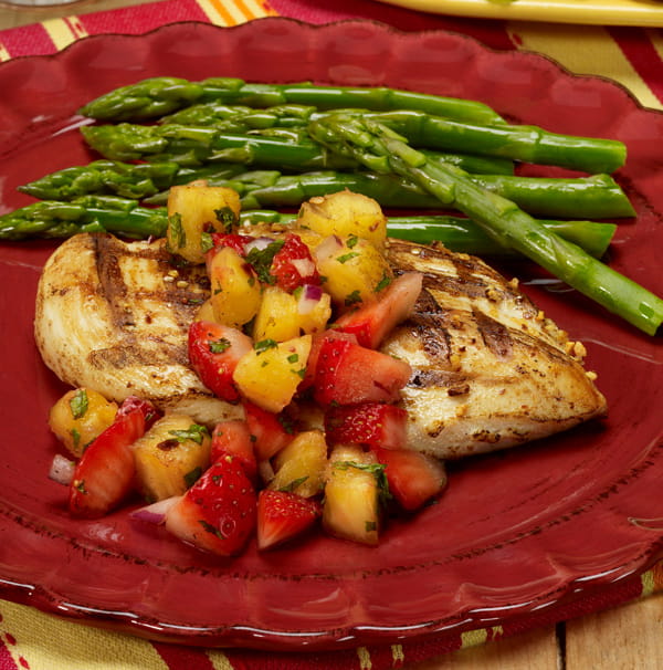 Grilled Chicken with Strawberry and Pineapple Salsa