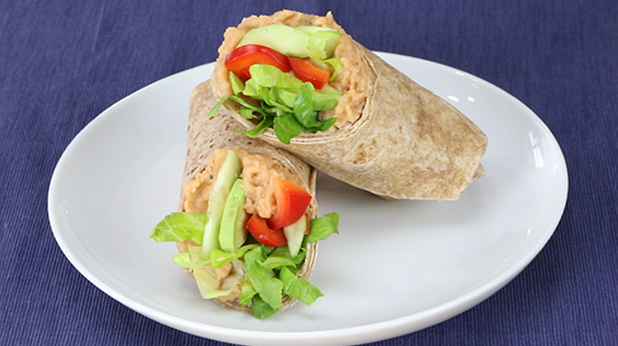 White Bean Hummus Wraps with Avocado and Bell Pepper
