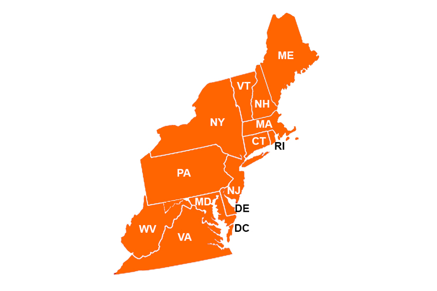 Eastern States Region ME,NH,MA,CT,RI,MD,VT,NJ,DE,DC,NY,PA,WV,VA,