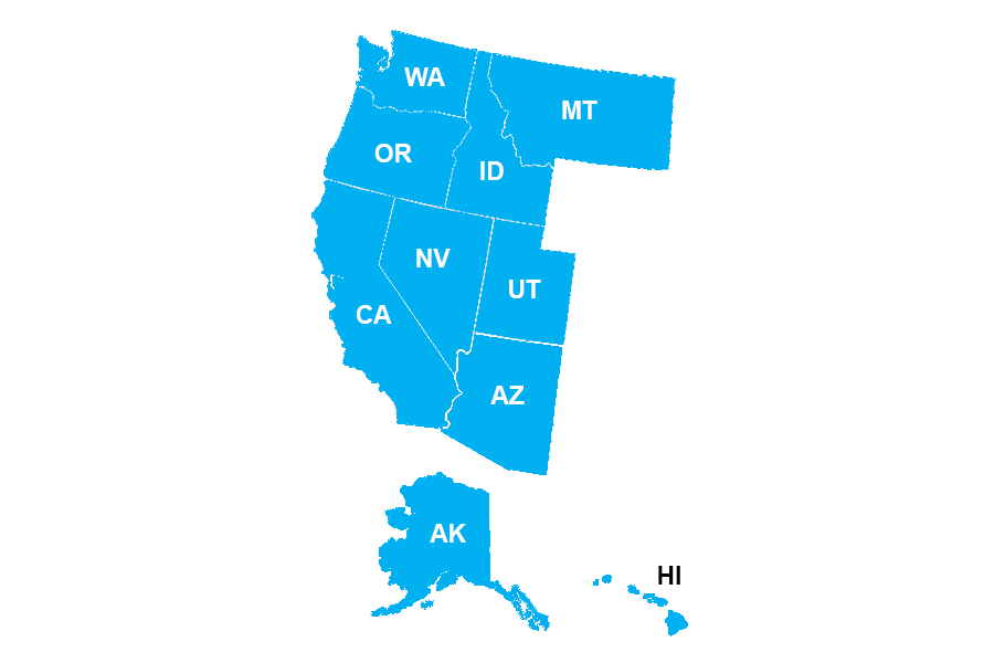 Western States Region WA,MT,OR,ID,CA,NV,UT,AZ,AK