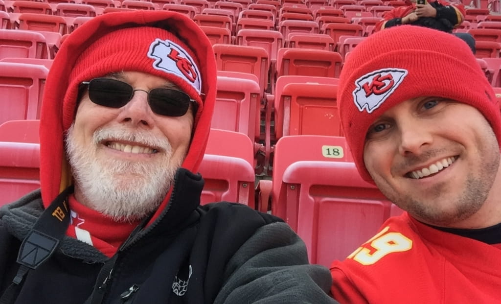 Terry and Sean Summers at Kansas City’s Arrowhead Stadium in January. (Photo courtesy of Terry Summers)