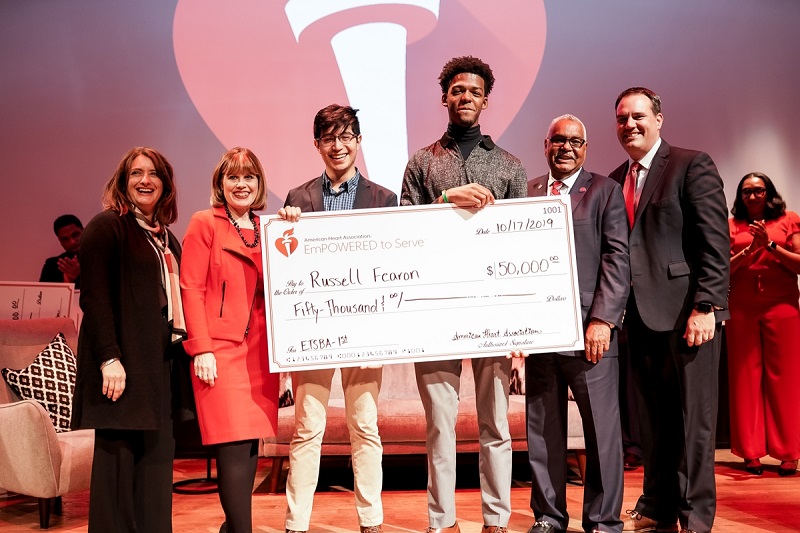 Business Accelerator Grantee Russell Fearon, AHA CEO Nancy Brown and other people