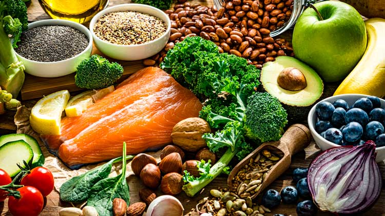 A colorful collection of healthy foods.