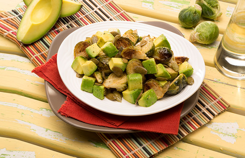 Avocados From Mexico Avocado Brussel Sprouts Salad with Pumpkin Seeds Heart-Check certified recipe