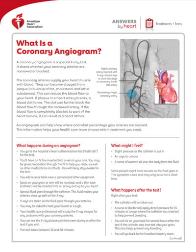 What is a Coronary Angiogram fact sheet