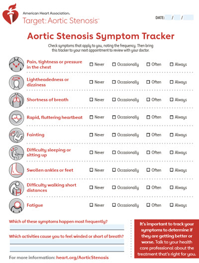 aortic stenosis symptom tracker