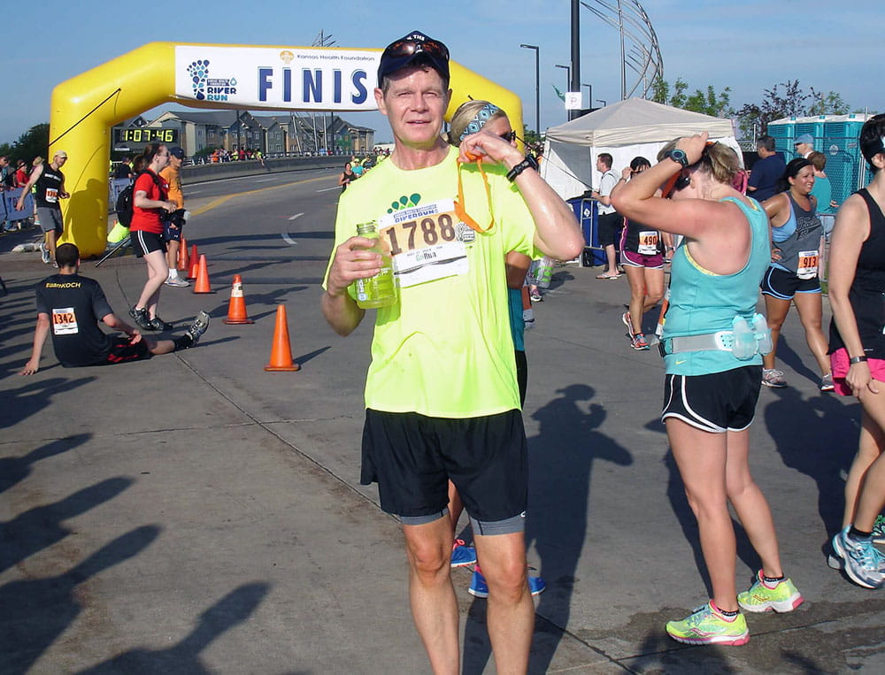 Aortic stenosis patient Mark Ridder at the finish line