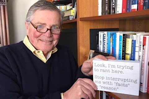 Bernie holding a funny sign