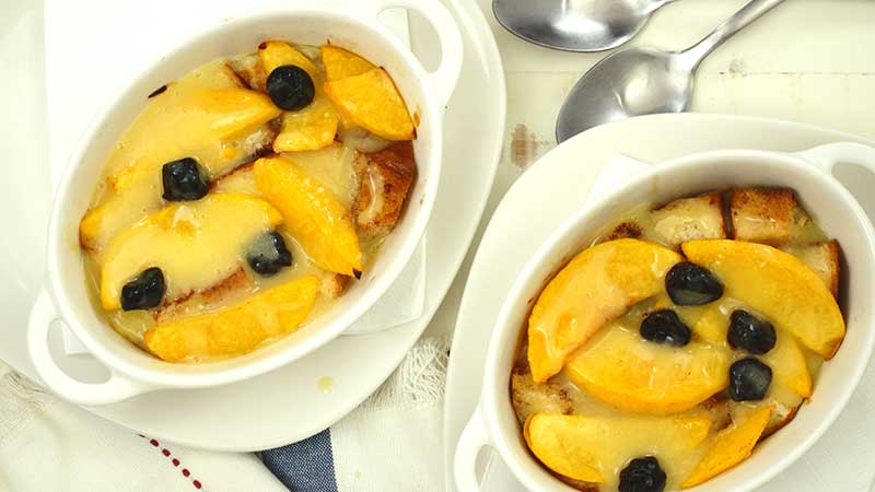 Peach Bread Pudding with Bourbon Sauce Recipe
