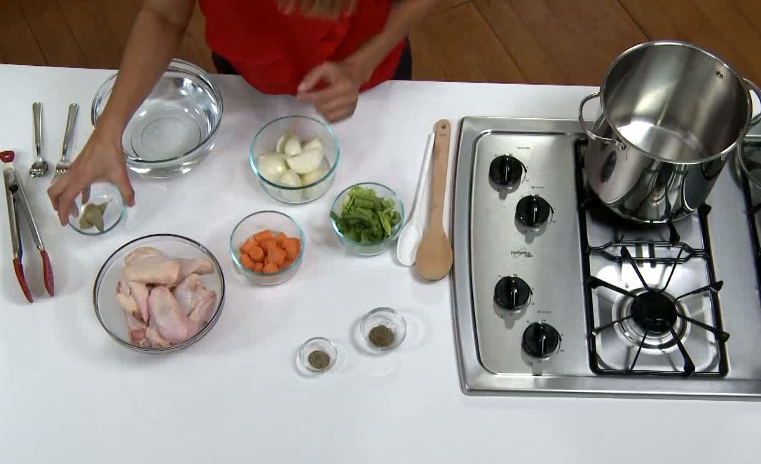 Ingredients to make chicken broth from the American Heart Association