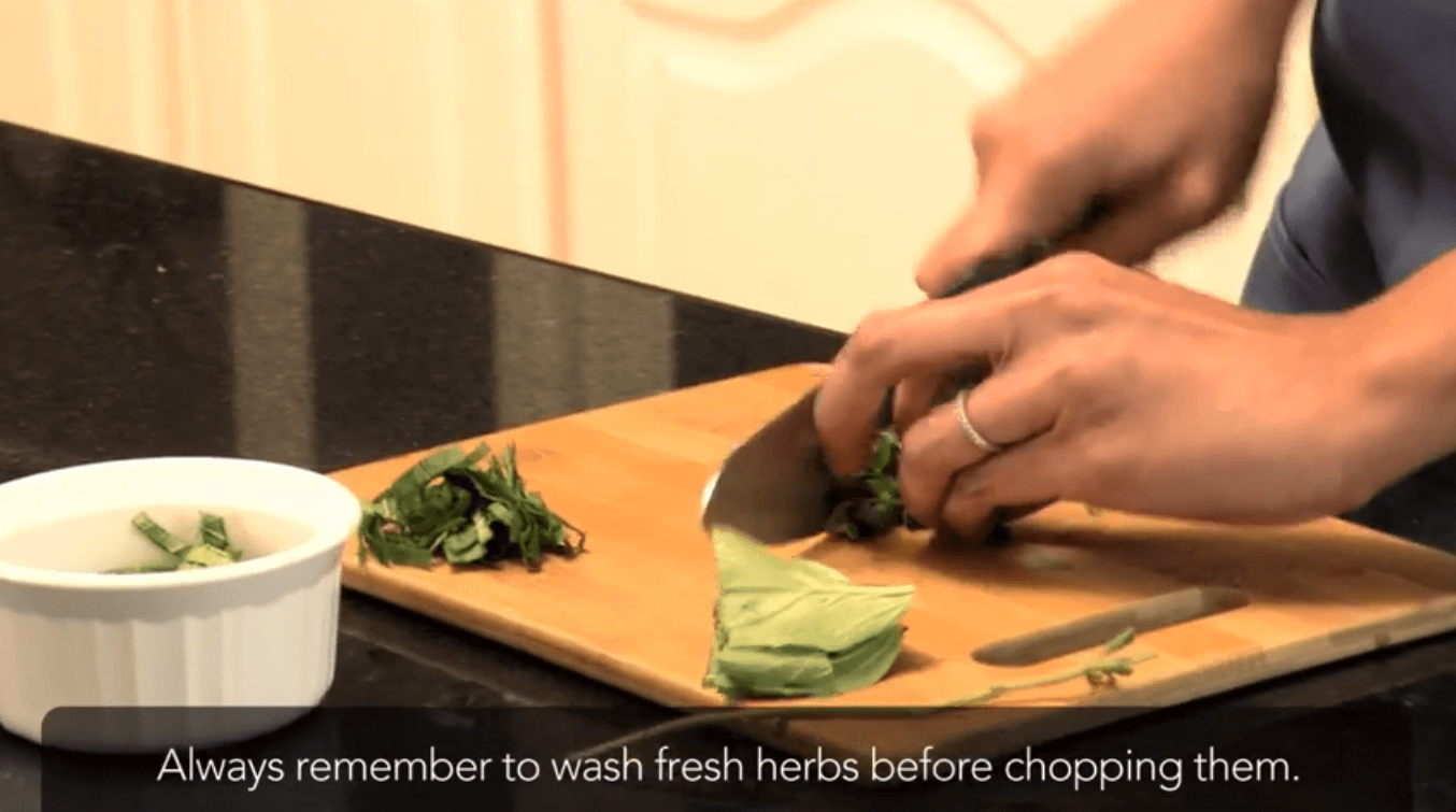 Chopping Oregano