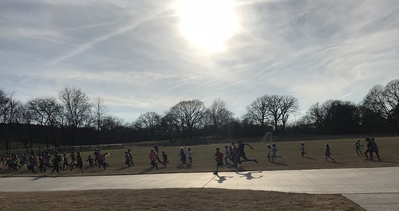 The Brown Elementary School Walk Run Club in January. (Photo courtesy of Li-Yu Mitchell)