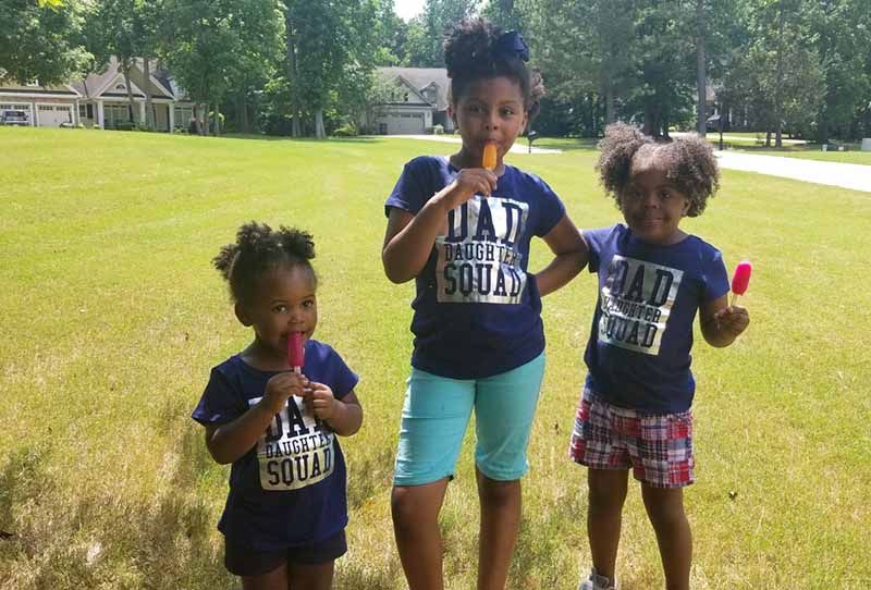 Caree Cotwright's daughters enjoy a frozen treat on a hot summer day. From left: Camryn, Camara and Camille. (Photo courtesy of Caree Cotwright)