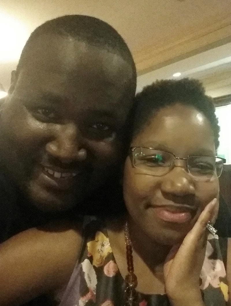 Quinton Aaron (left) with his cousin, Monique McGoogan-Sabage. (Photo courtesy of Quinton Aaron)