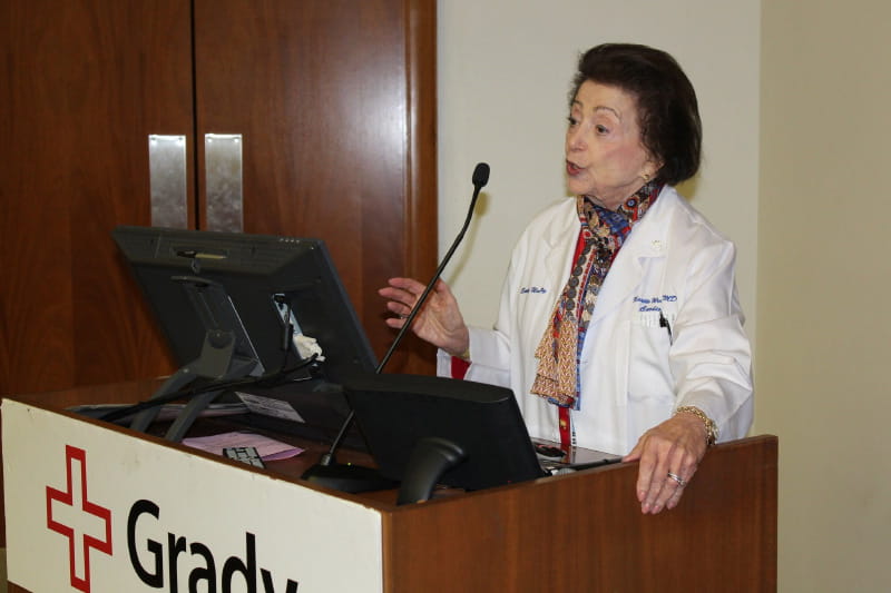 Dr. Nanette Wenger at a lecture at Grady Memorial Hospital. (Photo courtesy of Dr. Nanette Wenger)