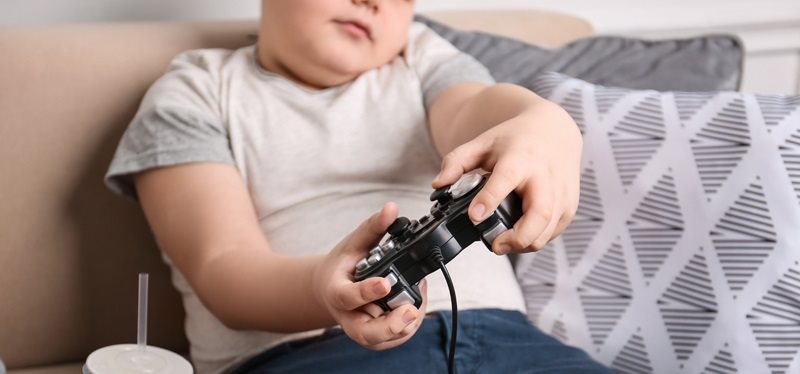 Child playing video games