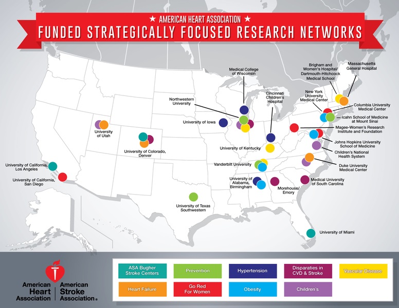 AHA Strategically Focused Research Network map