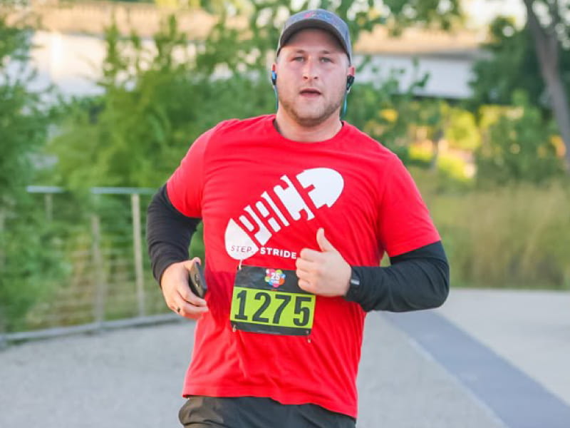 Erik Minaya participated in the Capital City River Run in Lansing, Michigan. 