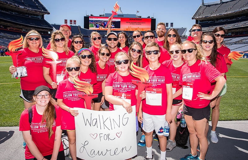 Family and friends honored Lauren Harris by participating in Heart Walks in several cities. Here "Walking for Lauren" at the Denver 2018 Heart Walk. 