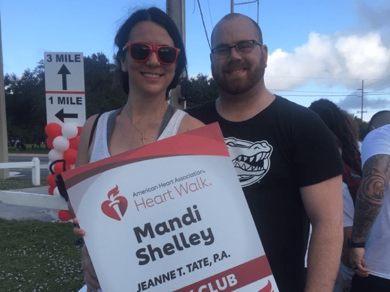 Heart transplant survivor Mandi Shelley with husband Patrick.