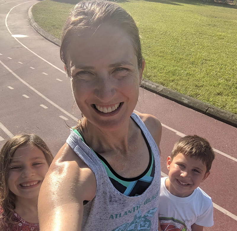 Sherry and her children, Anna and MJ, at the track in Atlantic Beach, Florida. (Photo courtesy of Sherry Pinkstaff)