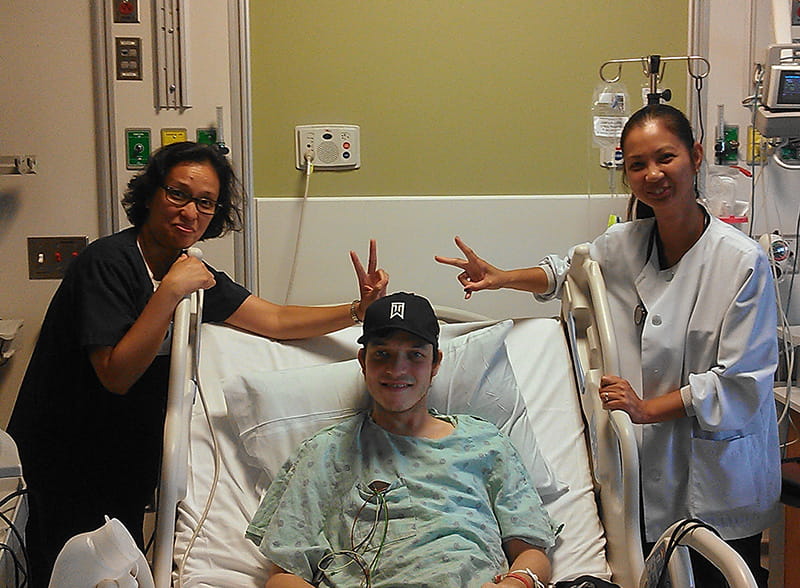 Trent with his nurses after he received the LVAD. (Photo courtesy of Laura Arnold)
