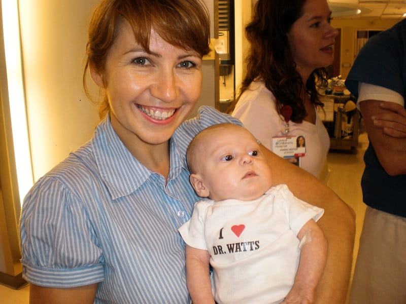 Skylar Myers at 4 months old with Dr. Yuliya Domnina.
