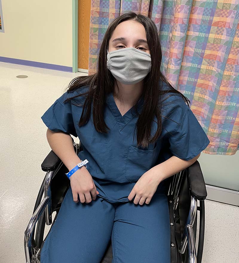 Olivia Lopez used a wheelchair for three months following her diagnosis early last year of postural orthostatic tachycardia syndrome, a condition now linked to long COVID. (Photo courtesy of Laura Lopez)