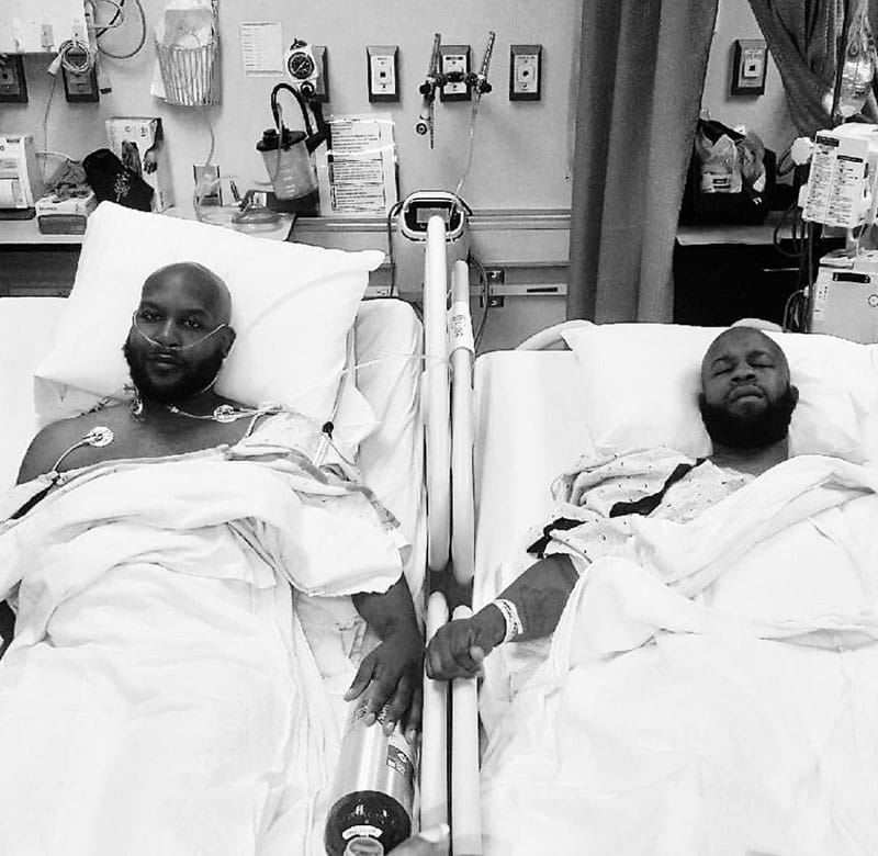 Brian Kennedy, left, and his brother Kevin Seals after Seals donated a kidney to Brian in 2017.