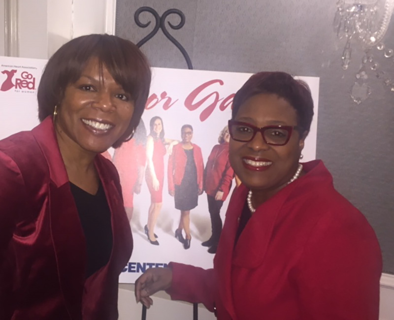 Roslyn Harvey (right) with her goddaughter Clara Stevenson at a 2020 Go Red For Women luncheon. (Photo courtesy of Roslyn Harvey)