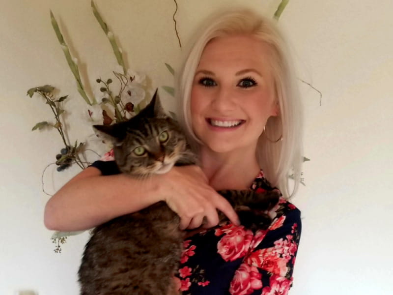 Stroke survivor Calli Varner with her cat, Lieutenant Dan. (Photo courtesy of Calli Varner)