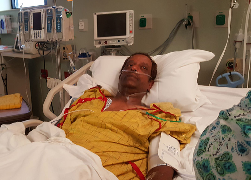 Kumar Seetharam awaiting heart surgery in 2017. (Photo courtesy of Kumar Seetharam)