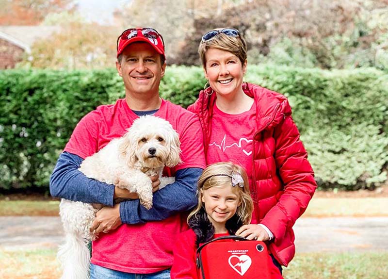 The Kern family with their dog at the Hampton Roads Heart Walk in 2020. Clockwise from left: Scott, Trisha and Katie. (Photo courtesy of the Kern family)