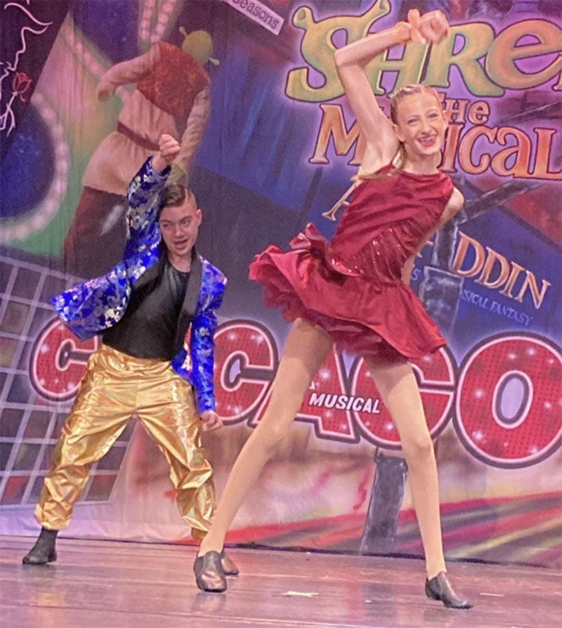 Anthony Lydon (left) and his cousin, Nina Valenti, performing a jazz dance routine. (Photo courtesy of Tanya Lydon)