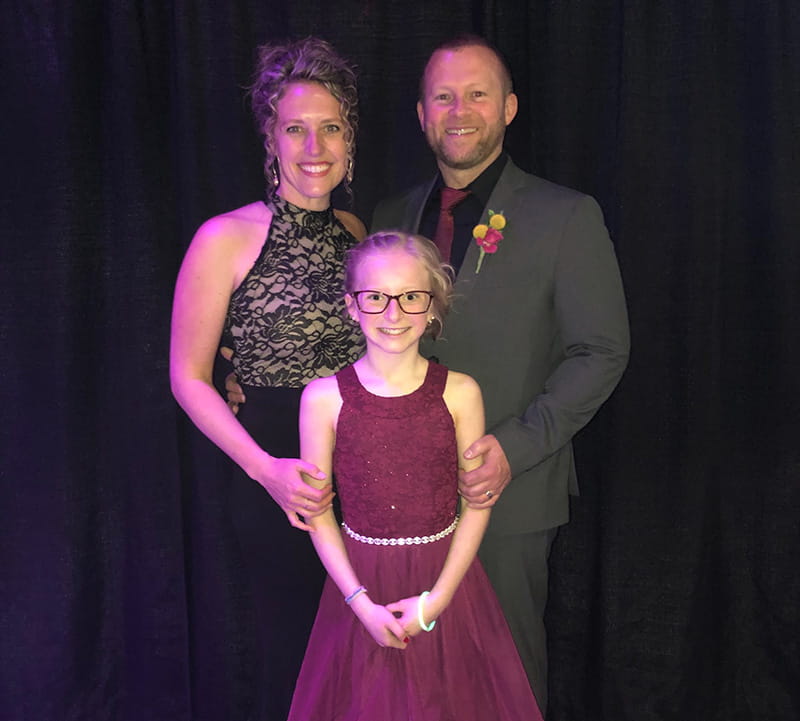 Abrielle Tallquist with her parents, Jennifer and Patrick, at the 2019 American Heart Association Heart Ball in Grand Rapids. (Photo courtesy of the Tallquist family)