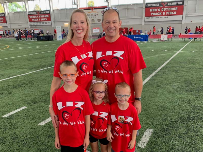 Heart attack survivor Liz Johnson with her family, clockwise from top left: Liz, Steve, Cooper, Chloe and Quin. (Photo courtesy of Liz Johnson)