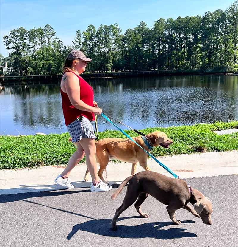 Megan Buchholz on a walk with her dogs. (Photo courtesy of Megan Buchholz)