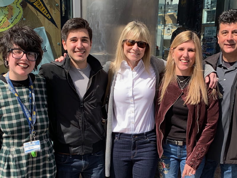Cheryl meets the whole Gallegos family in 2019, at the 9th anniversary of the heart transplant. Left to right: Michaela and Austin Gallegos, Cheryl, Margot and Tim Gallegos