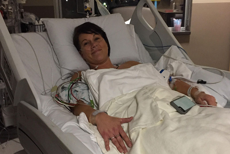 Kelly Kleiner at Stormont Vail Hospital after surgery in December 2016. (Photo courtesy of Kelly Kleiner)