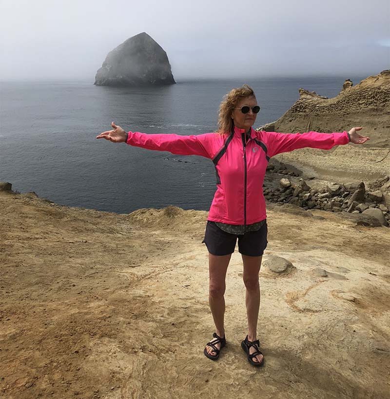Beth Bonness hiking in Pacific City, Oregon. (Photo courtesy of Beth Bonness)