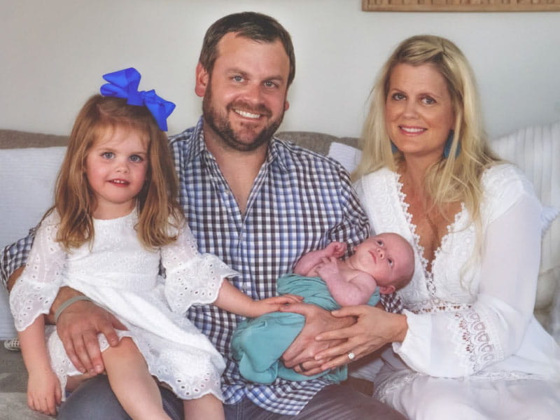 Cardiac arrest survivor Nicole Tetreault with her family, from left: Daughter Ella, husband Brian, son Brantley and Nicole. (Photo courtesy of the Tetreault family)