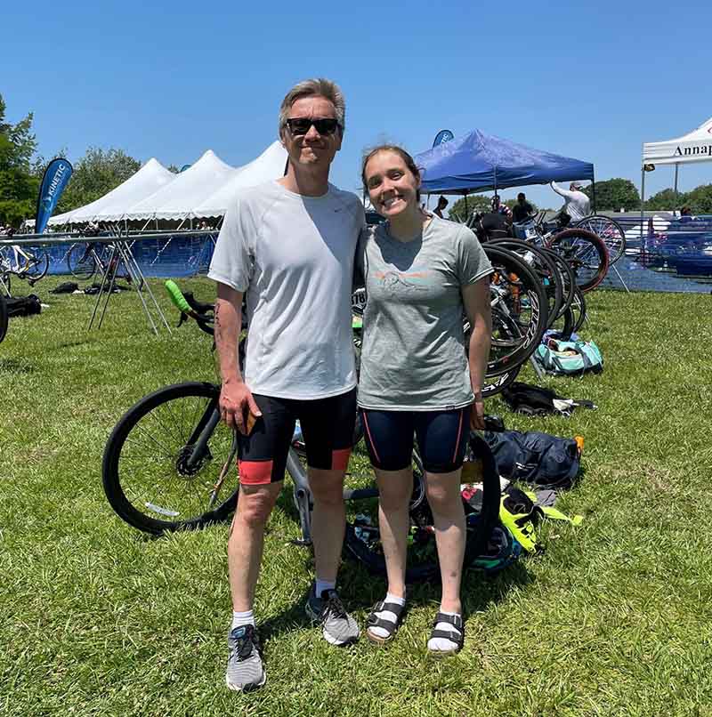 Kevin and Anna following the Rock Hall (Maryland) Olympic Triathlon in June. (Photo courtesy of the Volpp family)